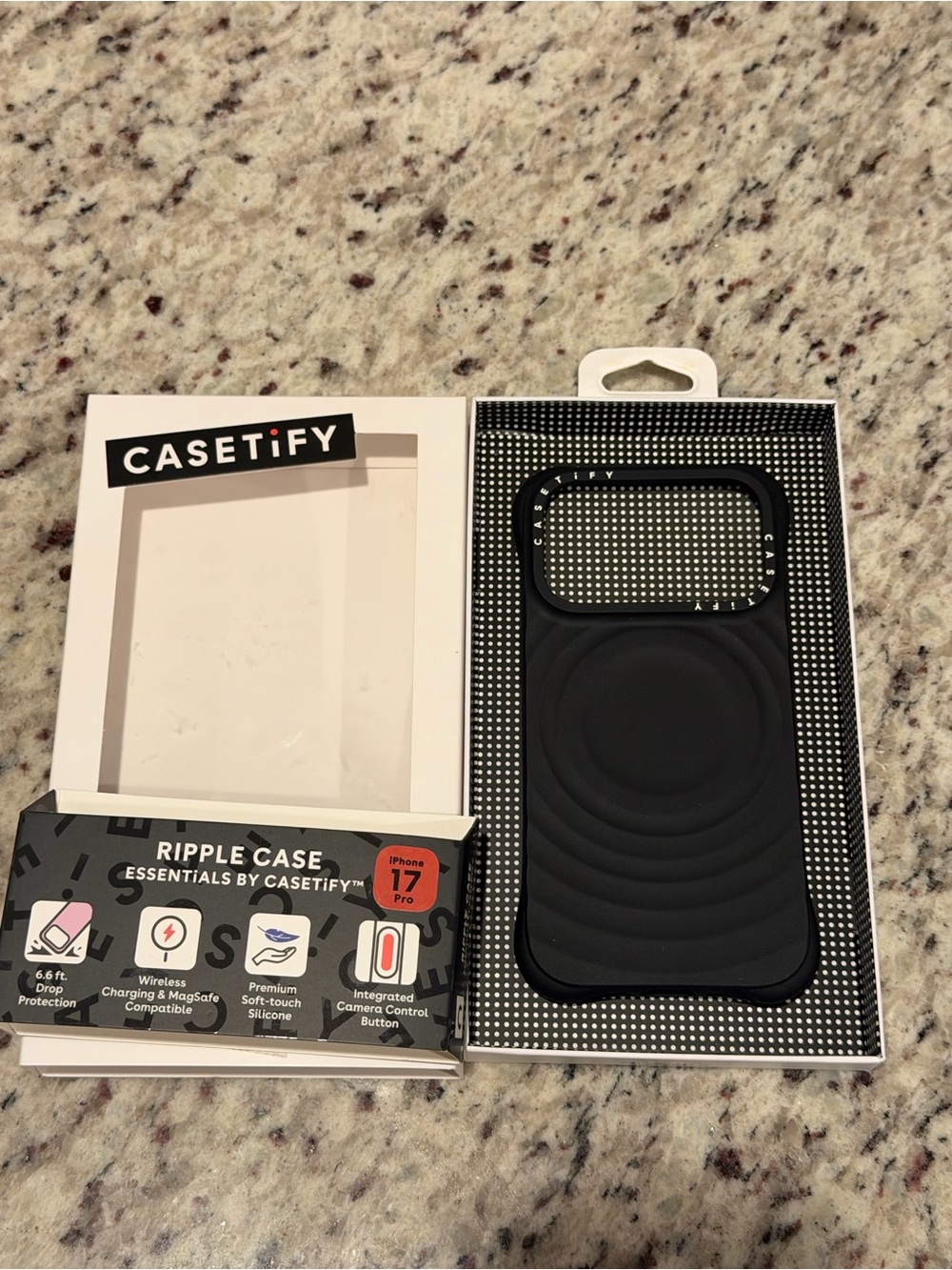 Casetify Black Ripple Silicone Case for iPhone 17 Pro - Soft-Touch Grip
